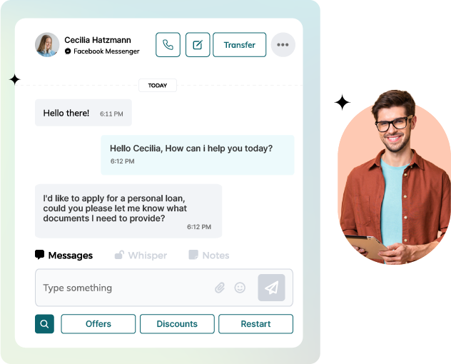 Live chat with customers directly from the Unified Inbox with ease